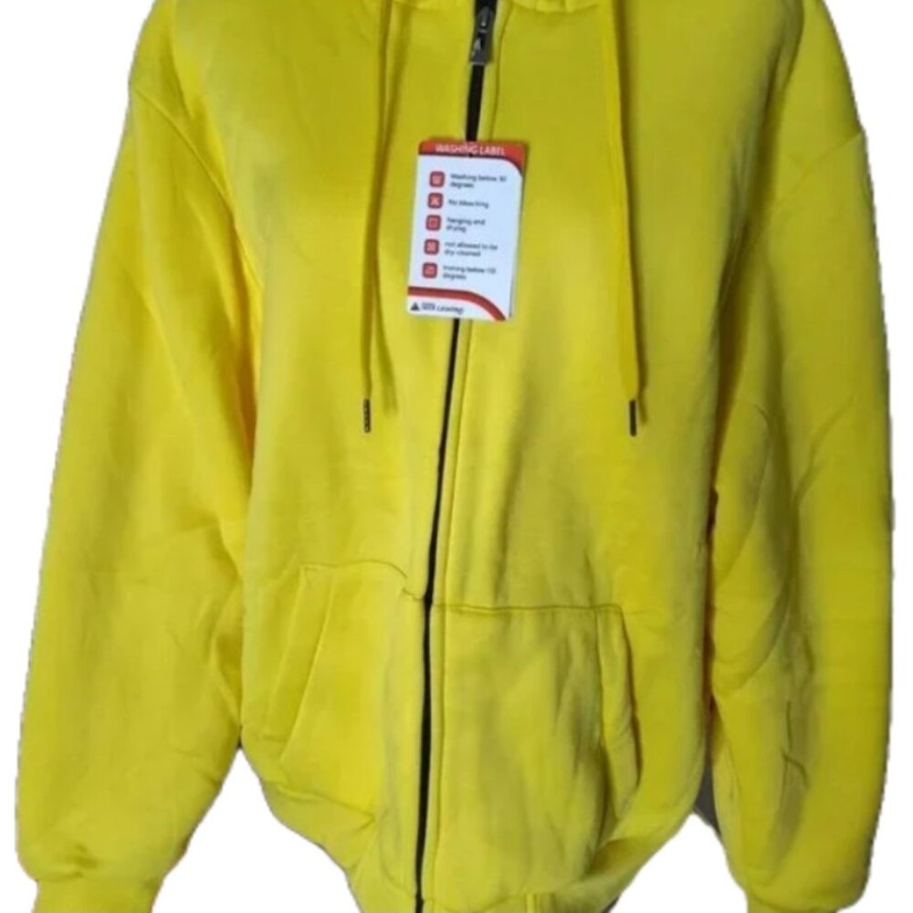 NWT Geek Lighting Men's Heavyweight Sherpa Lined Hooded Jacket Yellow